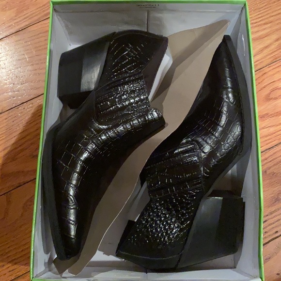 Sam Edelman Black Croc-Embossed Ankle Boots - Picture 9 of 9